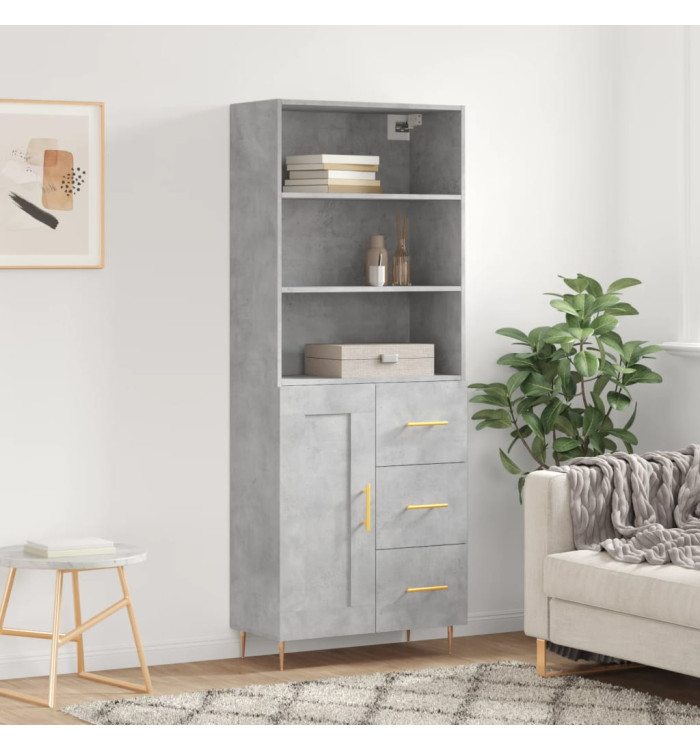 Buffet haut Gris béton 69,5x34x180 cm Bois d'ingénierie | Mobilier & Déco