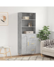 Buffet haut Gris béton 69,5x34x180 cm Bois d'ingénierie | Mobilier & Déco