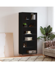 Buffet noir 69,5x32,5x180 cm bois d'ingénierie | Mobilier & Déco