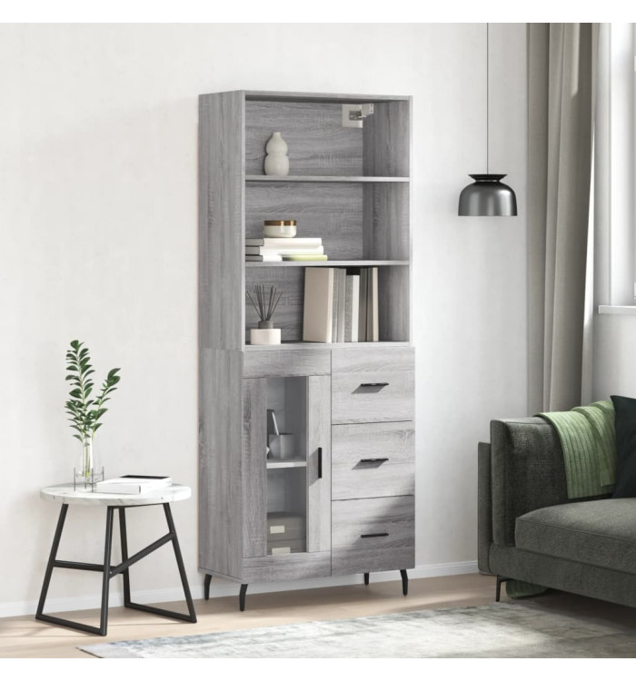 Buffet haut Sonoma gris 69,5x34x180 cm Bois d'ingénierie | Mobilier & Déco