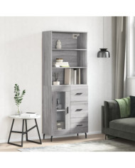 Buffet haut Sonoma gris 69,5x34x180 cm Bois d'ingénierie | Mobilier & Déco