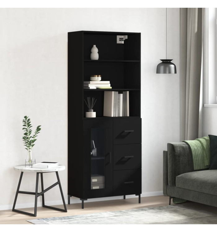 Buffet haut Noir 69,5x34x180 cm Bois d'ingénierie | Mobilier & Déco