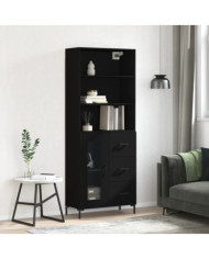 Buffet haut Noir 69,5x34x180 cm Bois d'ingénierie | Mobilier & Déco