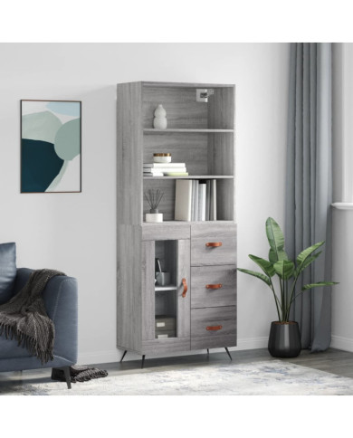 Buffet haut Sonoma gris 69,5x34x180 cm Bois d'ingénierie | Mobilier & Déco