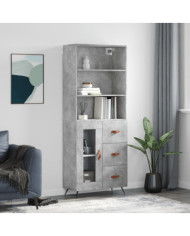 Buffet haut Gris béton 69,5x34x180 cm Bois d'ingénierie | Mobilier & Déco