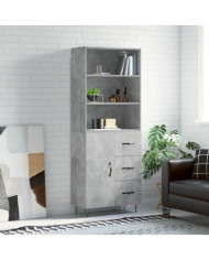 Buffet haut Gris béton 69,5x34x180 cm Bois d'ingénierie | Mobilier & Déco