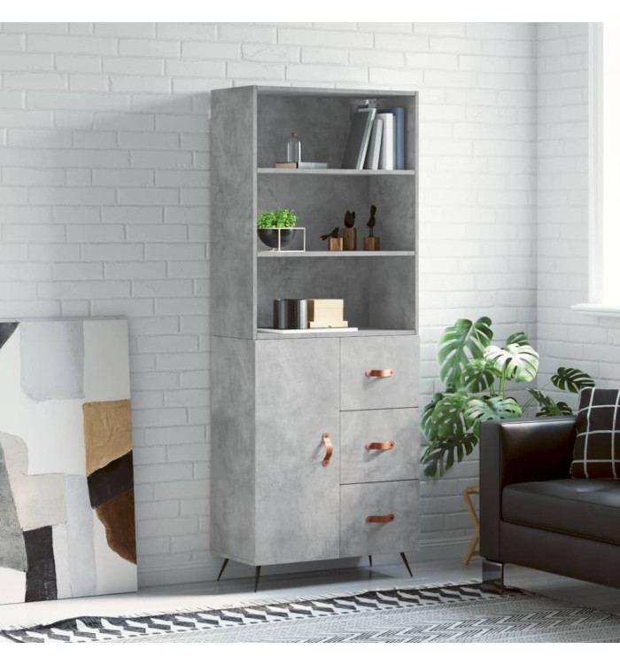 Buffet haut Gris béton 69,5x34x180 cm Bois d'ingénierie | Mobilier & Déco