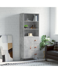Buffet haut Gris béton 69,5x34x180 cm Bois d'ingénierie | Mobilier & Déco