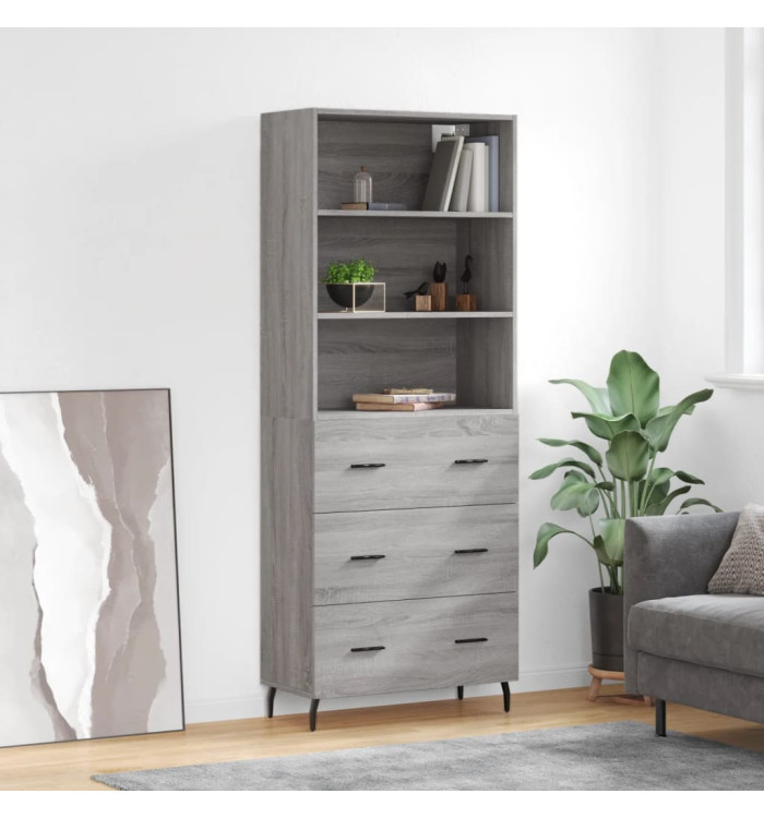Buffet haut Sonoma gris 69,5x34x180 cm Bois d'ingénierie | Mobilier & Déco