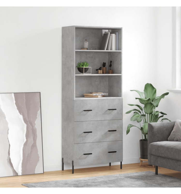 Buffet haut Gris béton 69,5x34x180 cm Bois d'ingénierie | Mobilier & Déco