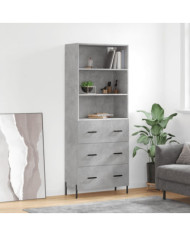 Buffet haut Gris béton 69,5x34x180 cm Bois d'ingénierie | Mobilier & Déco