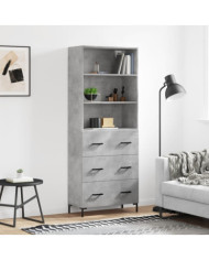 Buffet haut Gris béton 69,5x34x180 cm Bois d'ingénierie | Mobilier & Déco