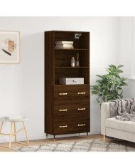Buffet haut Chêne marron 69,5x34x180 cm Bois d'ingénierie | Mobilier & Déco