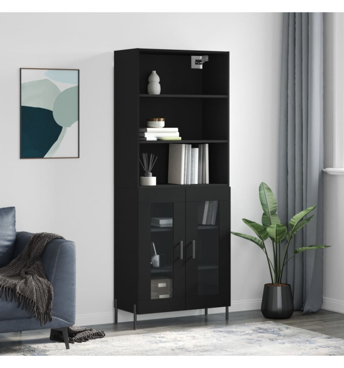 Buffet haut Noir 69,5x34x180 cm Bois d'ingénierie | Mobilier & Déco