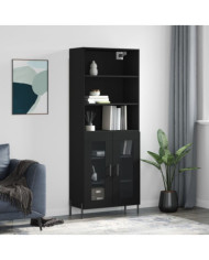Buffet haut Noir 69,5x34x180 cm Bois d'ingénierie | Mobilier & Déco