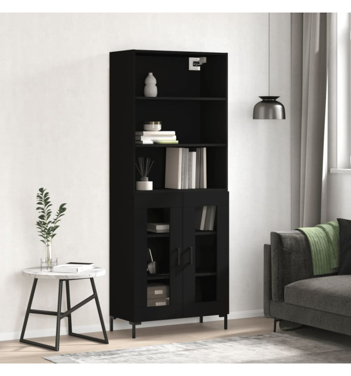 Buffet haut Noir 69,5x34x180 cm Bois d'ingénierie | Mobilier & Déco