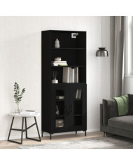 Buffet haut Noir 69,5x34x180 cm Bois d'ingénierie | Mobilier & Déco