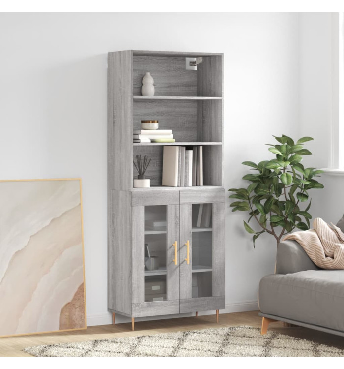 Buffet haut Sonoma gris 69,5x34x180 cm Bois d'ingénierie | Mobilier & Déco
