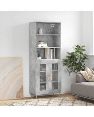 Buffet haut Gris béton 69,5x34x180 cm Bois d'ingénierie | Mobilier & Déco