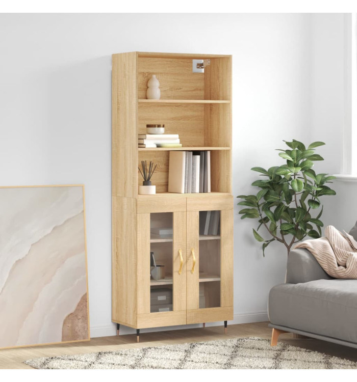 Buffet haut Chêne sonoma 69,5x34x180 cm Bois d'ingénierie | Mobilier & Déco