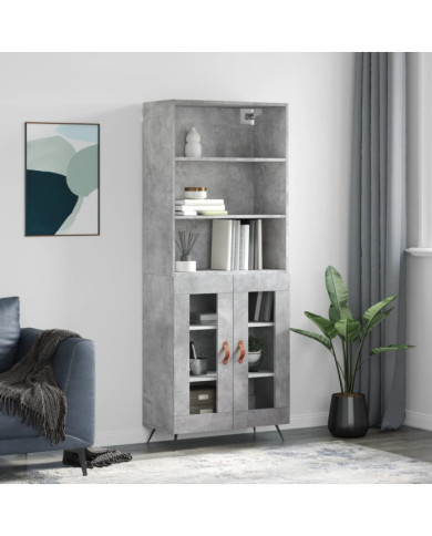 Buffet haut Gris béton 69,5x34x180 cm Bois d'ingénierie | Mobilier & Déco