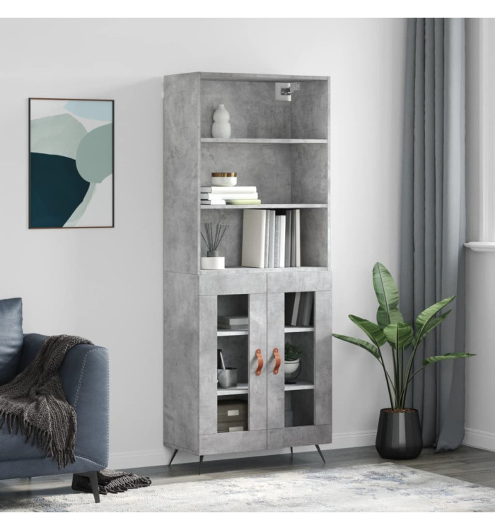 Buffet haut Gris béton 69,5x34x180 cm Bois d'ingénierie | Mobilier & Déco