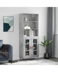 Buffet haut Gris béton 69,5x34x180 cm Bois d'ingénierie | Mobilier & Déco