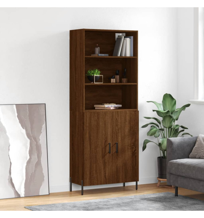 Buffet haut Chêne marron 69,5x34x180 cm Bois d'ingénierie | Mobilier & Déco