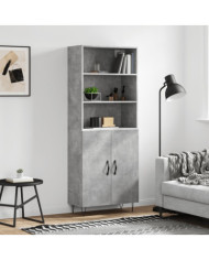 Buffet haut Gris béton 69,5x34x180 cm Bois d'ingénierie | Mobilier & Déco