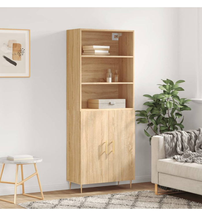 Buffet haut Chêne sonoma 69,5x34x180 cm Bois d'ingénierie | Mobilier & Déco