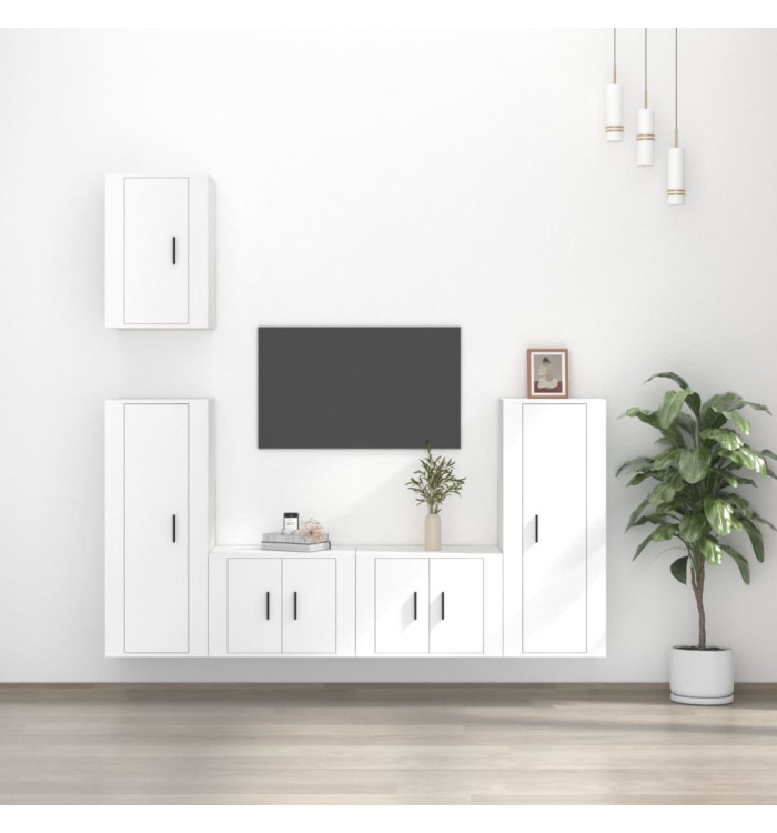 Ensemble de meubles TV 5 pcs Blanc Bois d'ingénierie | Mobilier & Déco