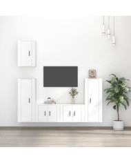 Ensemble de meubles TV 5 pcs Blanc Bois d'ingénierie | Mobilier & Déco