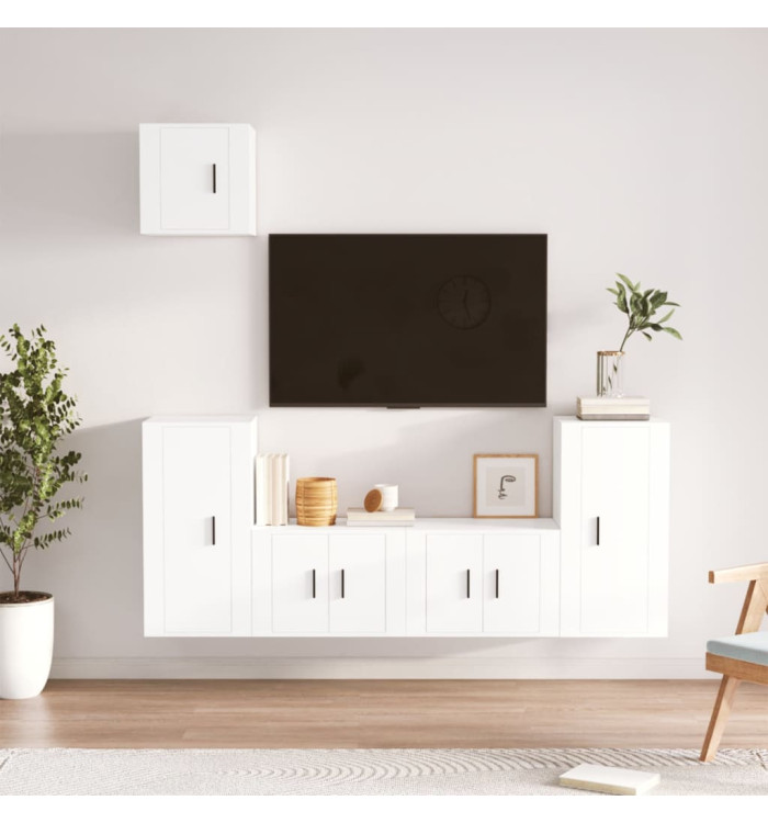 Ensemble de meubles TV 5 pcs Blanc Bois d'ingénierie | Mobilier & Déco