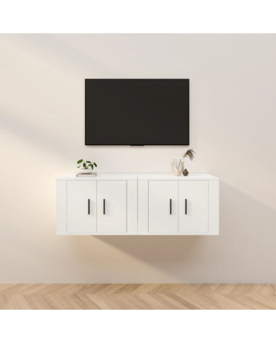 Meubles TV muraux 2 pcs blanc 57x34,5x40 cm | Mobilier & Déco