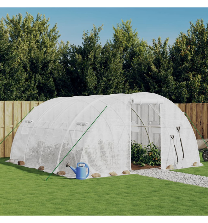 Serre avec cadre en acier blanc 16 m² 4x4x2 m | Mobilier & Déco
