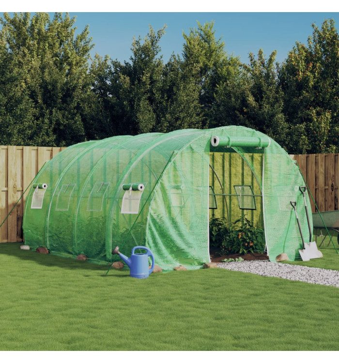 Serre avec cadre en acier vert 12 m² 4x3x2 m | Mobilier & Déco