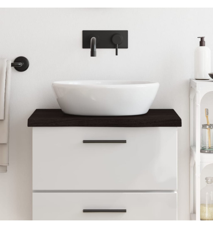 Comptoir de salle de bain marron foncé bois massif traité | Mobilier & Déco