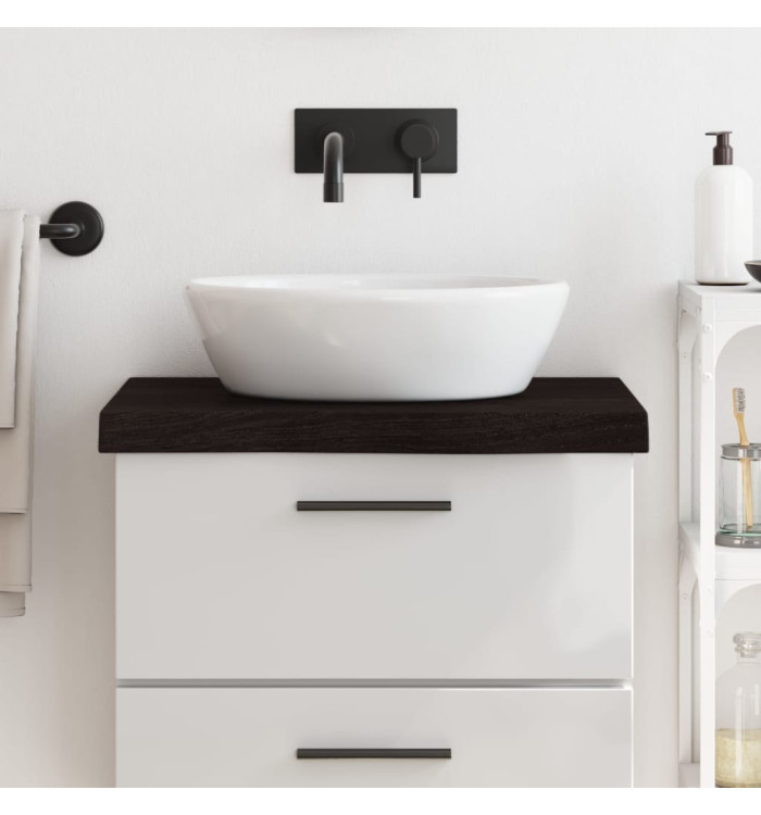 Comptoir de salle de bain marron foncé bois massif traité | Mobilier & Déco