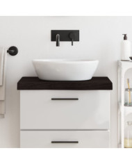 Comptoir de salle de bain marron foncé bois massif traité | Mobilier & Déco