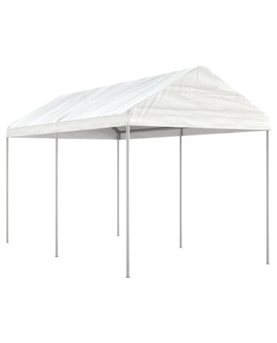 Belvédère avec toit blanc 4,46x2,28x2,69 m polyéthylène | Mobilier & Déco