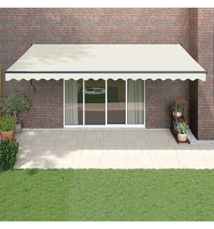 Auvent rétractable crème 5x3 m tissu et aluminium | Mobilier & Déco