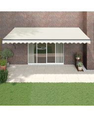 Auvent rétractable crème 5x3 m tissu et aluminium | Mobilier & Déco