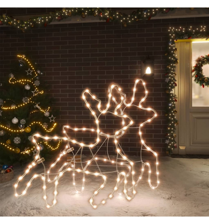 Rennes de Noël avec LED 2 pcs Blanc chaud 57x55x4,5 cm | Mobilier & Déco