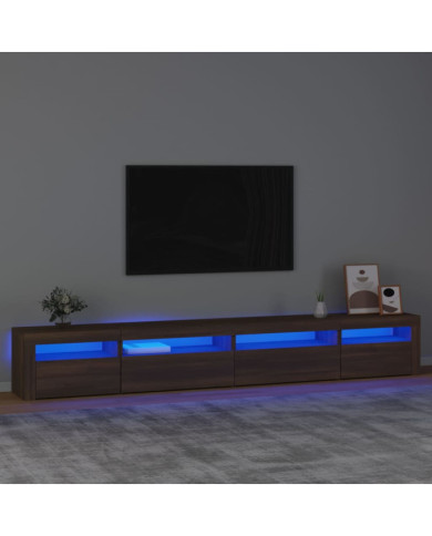 Meuble TV avec lumières LED Chêne marron 270x35x40 cm | Mobilier & Déco