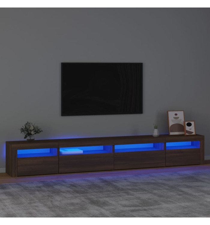 Meuble TV avec lumières LED Chêne marron 270x35x40 cm | Mobilier & Déco