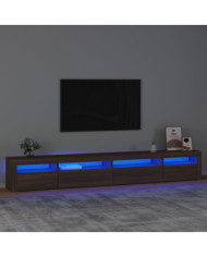 Meuble TV avec lumières LED Chêne marron 270x35x40 cm | Mobilier & Déco