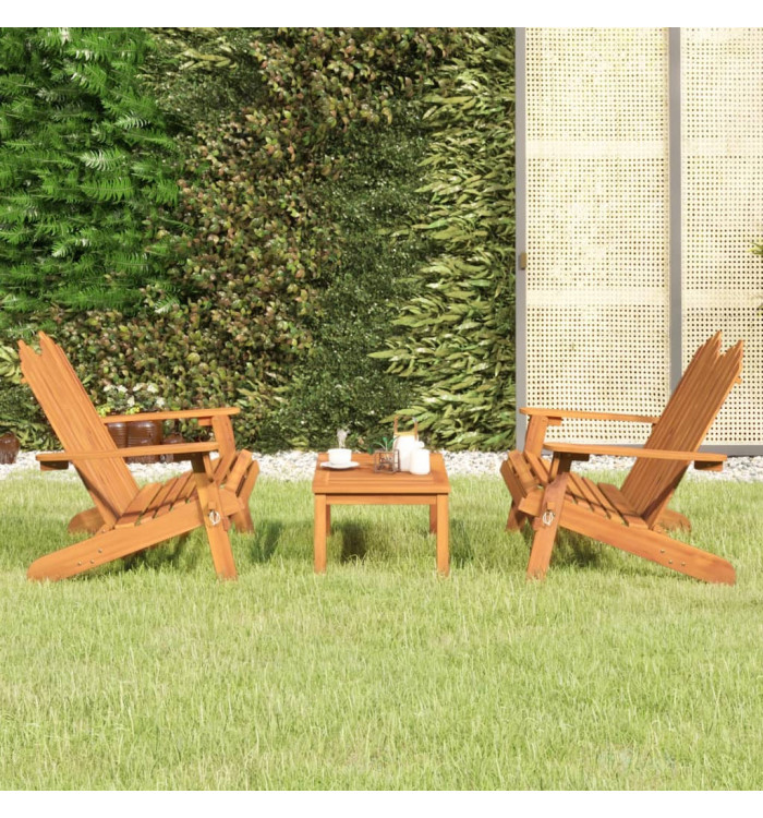 Ensemble de salon de jardin Adirondack 3 pcs bois acacia solide | Mobilier & Déco