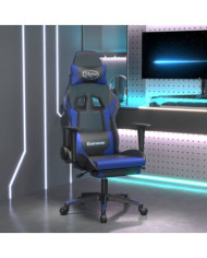 Chaise de jeu avec repose-pied Noir et bleu Similicuir | Mobilier & Déco