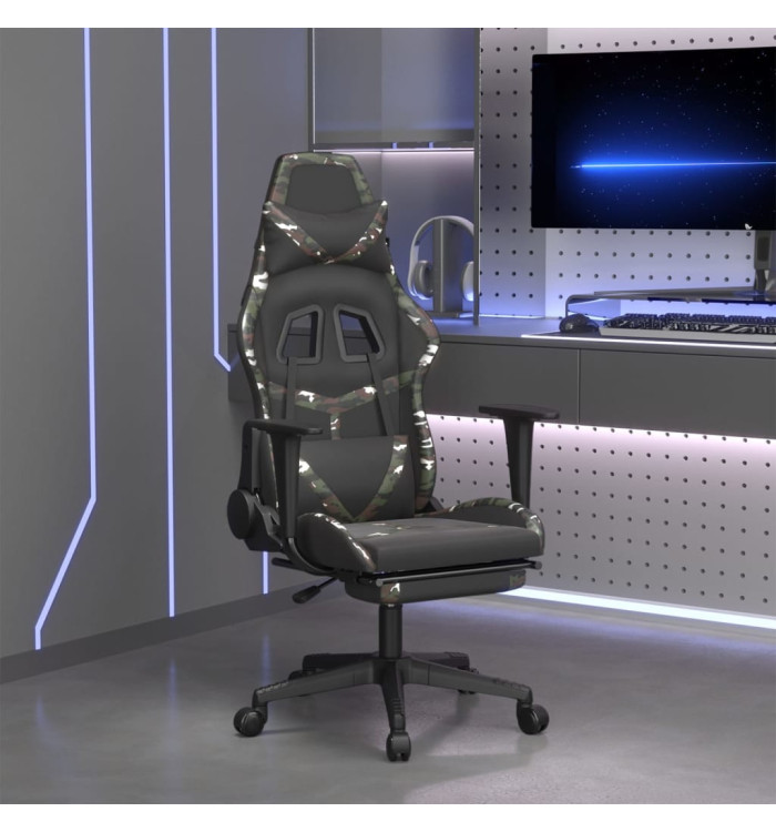 Chaise de jeu avec repose-pied Noir et camouflage Similicuir | Mobilier & Déco