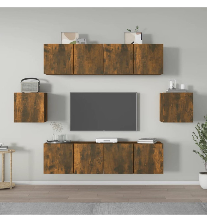 Ensemble de meubles TV 6 pcs Chêne fumé Bois d'ingénierie | Mobilier & Déco